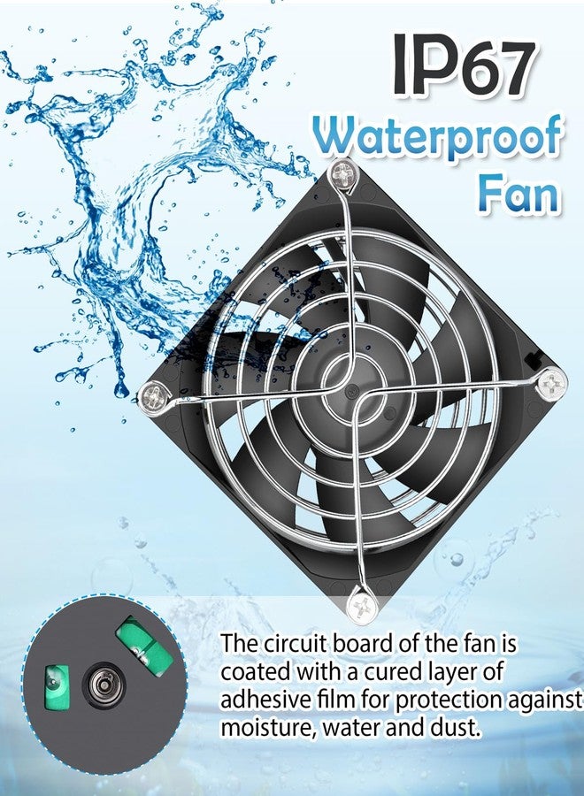 GDSTIME Waterproof Fan 80mm x 25mm IP67 Rating 24V Small Dual Ball Bearing Brushless DC Case Fans 2 Pin for RV Fridge Cooling Mini Greenhouse Ventilation, 2-Pack - Image 2